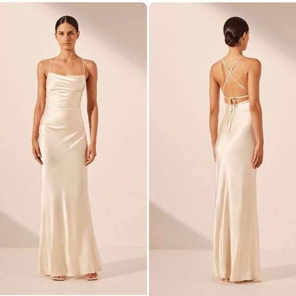 Shona Joy La Lune Lace Back Maxi Dress in Cream Women